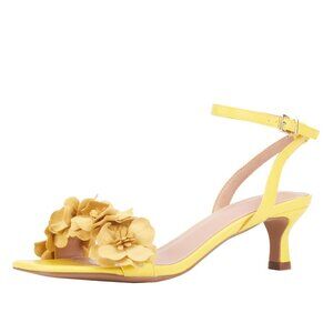 NWT New York Company Womens Gwendolyn Kitten Heel Floral Yellow 6M